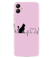 Samsung Galaxy A05 Kılıf Resimli Desenli Baskılı Silikon Pink Cat Heart 1303