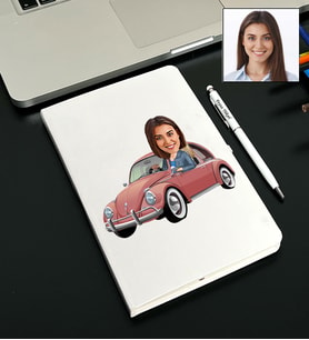 Kişiye Özel Vosvos Tasarımlı Karikatürlü Beyaz Defter Kalem Seti 60