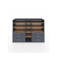 Kronos Dolap 10 Raflı 6 Çekmeceli  220x59x163 Antrasit-Çam/Antrasit