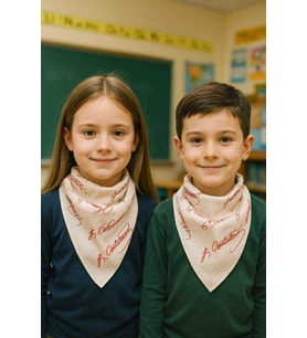 1 Adet Beyaz Kırmızı Atatürk İmza Fular Bandana - 23 Nisan, 29 Ekim,30 Ağustos, 9 Mayıs %100cotton