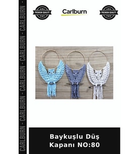 Özel Üretim Dekoratif Duvar Süsü Hediyelik Bohem Aksesuar Baykuşlu Düş Kapanı NO:80