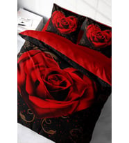 Çift Kişilik Nevresim Takımı Sık Dokuma Pamuk Saten 3d Özel Tasarım Red Black Heart