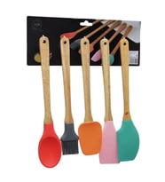 Bambu Saplı Silikon Kaşık Seti 5'li