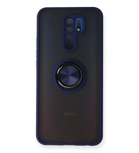 Newface Xiaomi Redmi 9 Kılıf Montreal Yüzüklü Silikon Kapak - Lacivert