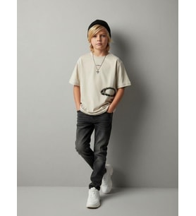 Erkek Çocuk Minimal Baskılı Pamuklu T-shirt
