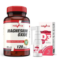 Nevfix Magnesium Oxide Magnezyum 250 Mg 120 Tablet + Nevfix Vitamin D3 400 Iu 20 ml Sprey (Renksiz)