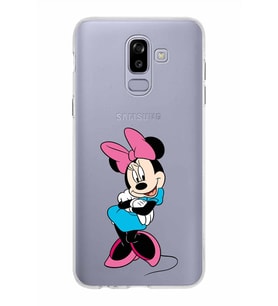 Samsung Galaxy J8 Kapak Minnie Mouse Tasarımlı Şeffaf Silikon Kılıf