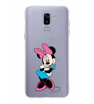 Samsung Galaxy J8 Kapak Minnie Mouse Tasarımlı Şeffaf Silikon Kılıf