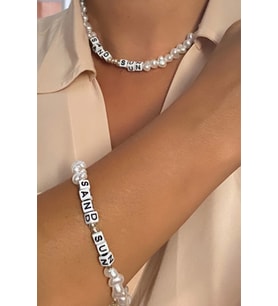 Sand Sun Yazılı Barok İnci Kolye Bileklik Set