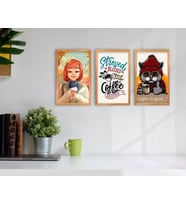 BK Home Coffee Tasarımlı Dekoratif 3’lü Retro Ahşap Tablo-1