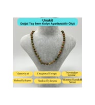SERTİFİKALI Unakit Doğal Taş 6mm Makrome Kolye 45cm- 55cm Ayarlanabilir Ölçü