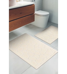 Jolly 2'li Pamuklu Klozet Takımı, Krem Banyo Paspas Seti