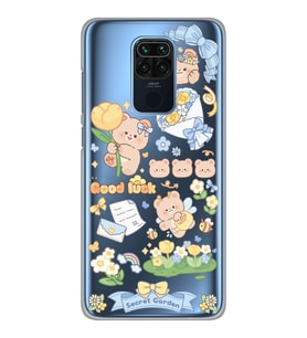 Xiaomi Redmi Note 9 Uyumlu Küçük Sevimli Ayıcıklar Desenli Şeffaf Telefon Kılıfı