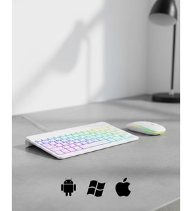 Türkçe Q Aydınlatmalı Klavye Mouse Seti Kablosuz Bluetooth Destekli