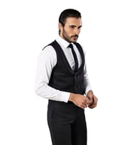 Desenli Kruvaze Lacivert Erkek Pantolon Yelek Set - Wessi