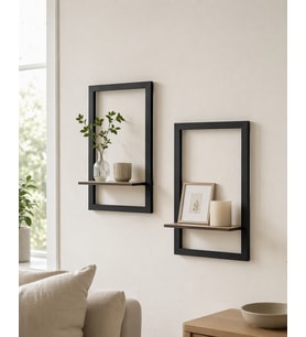 2’li Modern Dekoratif Duvar Rafı Seti – Sök Tak Ahşap Çerçeve Raf – 20x30 / 26x35 cm – Kolay Montaj