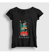 Presmono Kadın Siyah Hediyeler Yılbaşı T-Shirt 269569tt