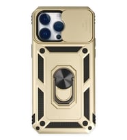 Newface Apple iPhone 14 Pro Kılıf Pars Lens Yüzüklü Silikon - Gold