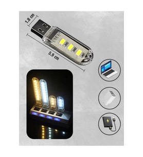 Taşınabilir Mini Usb Led Lamba 3 Led Beyaz 5730 Smd Kamp Stick Led