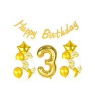 3 Yaş Altın Happy Birthday Set