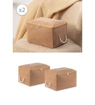 2'li Set Bej Küçük Boy Baza Altı Çorap Valiz Düzenleyici Çeyizlik Bohça Organizer Hurç / 30x22x18