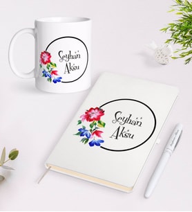 BK Gift Kişiye Özel İsimli Beyaz Defter Kalem Kupa Seti-14