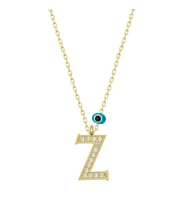 925 Ayar Gümüş Nazar Gold Z Harfi Kadın Gümüş Kolye