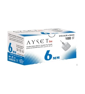Ayset - Fine İnsüln Kalem İğnesi 31g 0.25 X 6mm Ref: 70088 - 100lü 1 Paket
