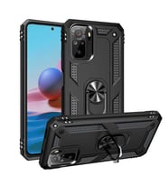 Xiaomi Redmi Note 10 Kılıf Metal Solid Yüzüklü Standlı Military Ring SRS (Siyah)