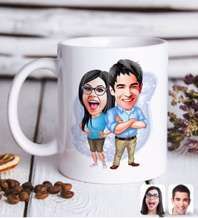 BK Gift Kişiye Özel Sevgililer Karikatürlü Beyaz Kupa Bardak-101