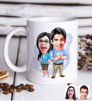 BK Gift Kişiye Özel Sevgililer Karikatürlü Beyaz Kupa Bardak-101
