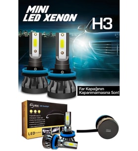 Slim Led Xenon Şimşek Etkili Mini Beyaz H3 Kapak Kapanma Garantili