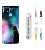 Realme C11 C21 C21Y C25Y C11 2021 Kılıf Kablo Koruma Spiral Silikon Window Cat 1787