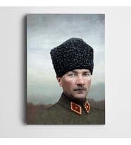 Mustafa Kemal Atatürk Şayap Kalpak Kanvas Tablo