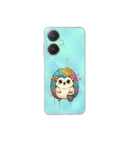 Vivo Y27 ile Uyumlu Splash Kirpi Tasarımlı Şeffaf Silikon Kılıf
