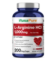 L-Arginine 1000 mg 200 Veggie Capsules (Non-GMO, Vegetarian, Vegan)