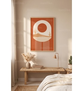 Çöl ve Doğa Minimalist Boho 1. Kalite Ahşap Çerçeveli Tablo