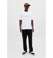 JACK & JONES Erkek JORNORREBRO EMB TEE SS Crew Neck Nakışlı Tişört (Beyaz)