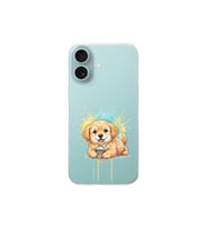 iPhone 16 ile Uyumlu Splash Köpek Tasarımlı Şeffaf Silikon Kılıf