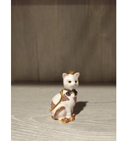 Swarovski Taşlı Kedi Mücevherlik / Dekoratif Biblo (Beyaz)