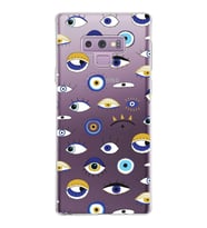PrintiFy Samsung Galaxy Note 9 ile Uyumlu 1mm Slim Fit Nazar Boncuğu 2 Baskılı Şeffaf  Kılıf