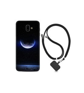 Samsung Galaxy J6 Plus Kılıf Resimli Desenli Silikon Boyun Askılı Midnight Moon 1802