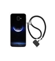 Samsung Galaxy J6 Plus Kılıf Resimli Desenli Silikon Boyun Askılı Midnight Moon 1802