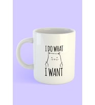 Beyaz Kedi I Do What I Want Baskılı Kupa