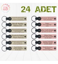 S Kahve & Yavru Ağzı, Düğün Misafirlerine Armağan 24’lı Set, Kişiselleştirilebilir Deri Hediyelik
