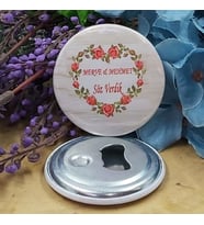 30 Adet Çiçek Kalpli Açacak Magnet Söz Nişan Nikah Hediyesi Nikah Şekeri Metal 6 Cm-
