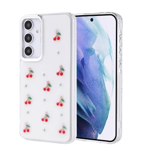 Samsung Galaxy A55 Uyumlu Kılıf Airbag Tasarımlı Simli Şeffaf Zore Kutup Kapak (Kırmızı)
