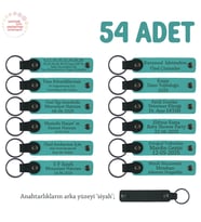 Eğitim Kurumlarından Öğrencilerine Özel Hediye  54'lü Set, İsimli Deri Anahtarlık, K Turkuaz & Siyah (Koyu Turkuaz)