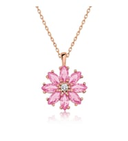Gümüş Rose Pembe Çiçek Kolye