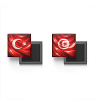 Buzdolap Magnetleri - Tunus Bayrağı ve Türk Bayrağı - 2'li Set Magneti